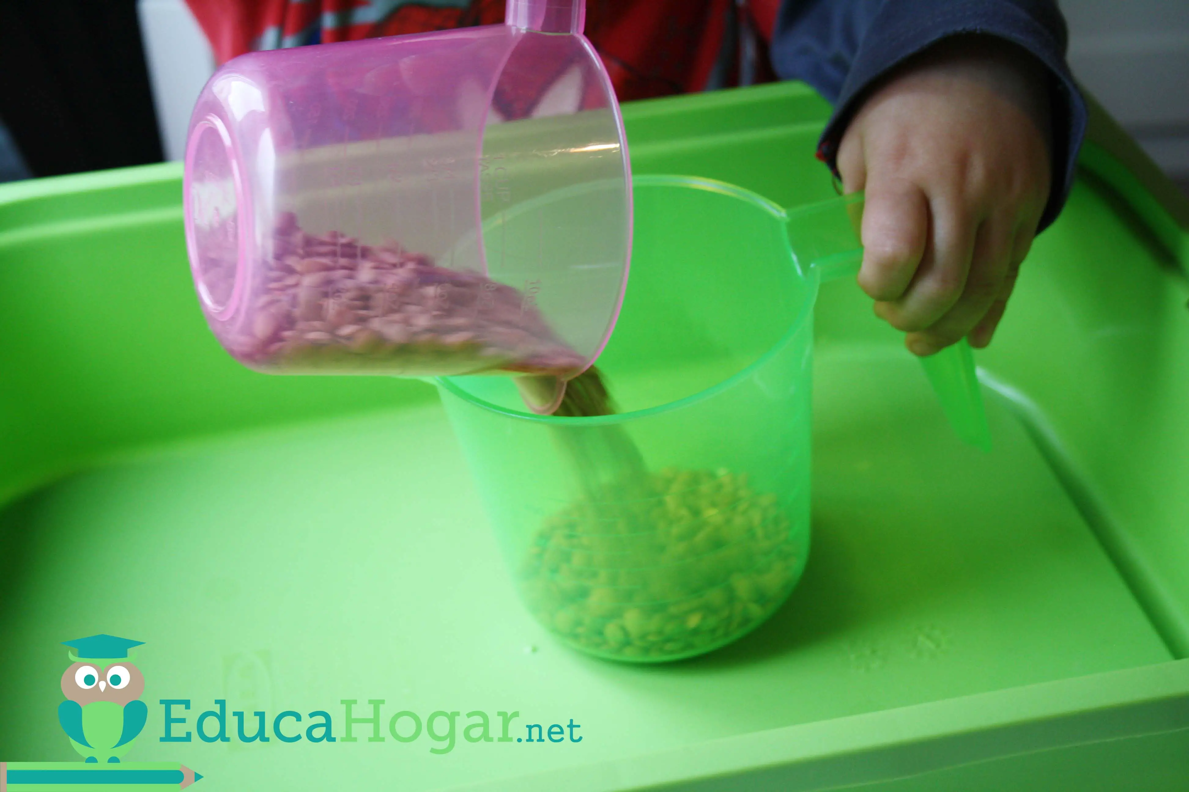 Actividades Montessori de trasvase en seco para niños de 2-5 años